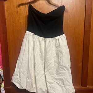 Black and White Strapless Dress